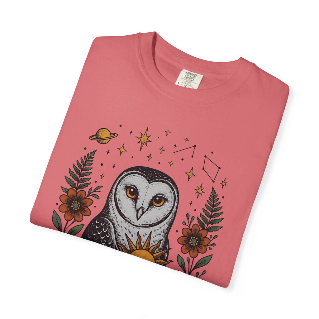 Owl Sun Boho Chic Nature Gift Boho Hoot Bohemian Fan Hippie Environmental Vintage Floral T-Shirt