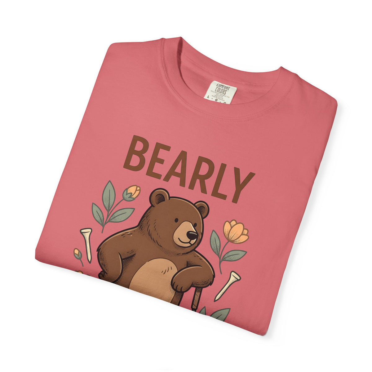 Bear Golf T-Shirt Golf Wildlife Gift Women Comic T-Shirt Teddy T-Shirt Golfer Fan Cartoon T-Shirt Animal Graphic Retro Floral T-Shirt