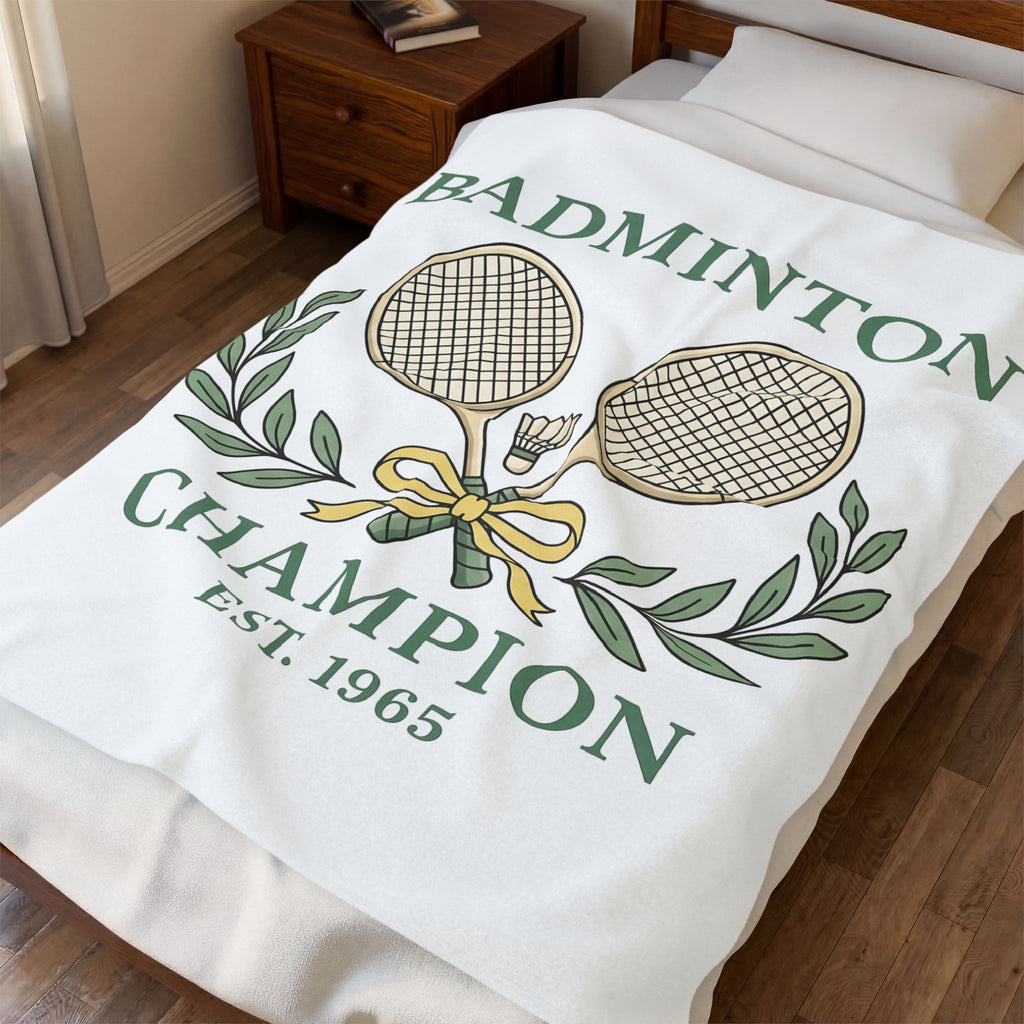 Birdie Rackets Blanket Badminton Fitness Gift Women Retro Blanket Shuttlecocks Blanket Badminton Enthusiast Vintage Blanket Workout Graphic Doodle