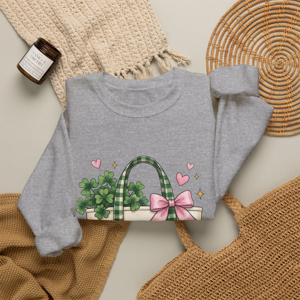 Clover Sweatshirt Sweatshirt St Patrick's Day Celebration Gift Women Paint Sweatshirt Tote Sweatshirt Shamrock Fan Painted Sweatshirt Party Graphic Sketch Pink
