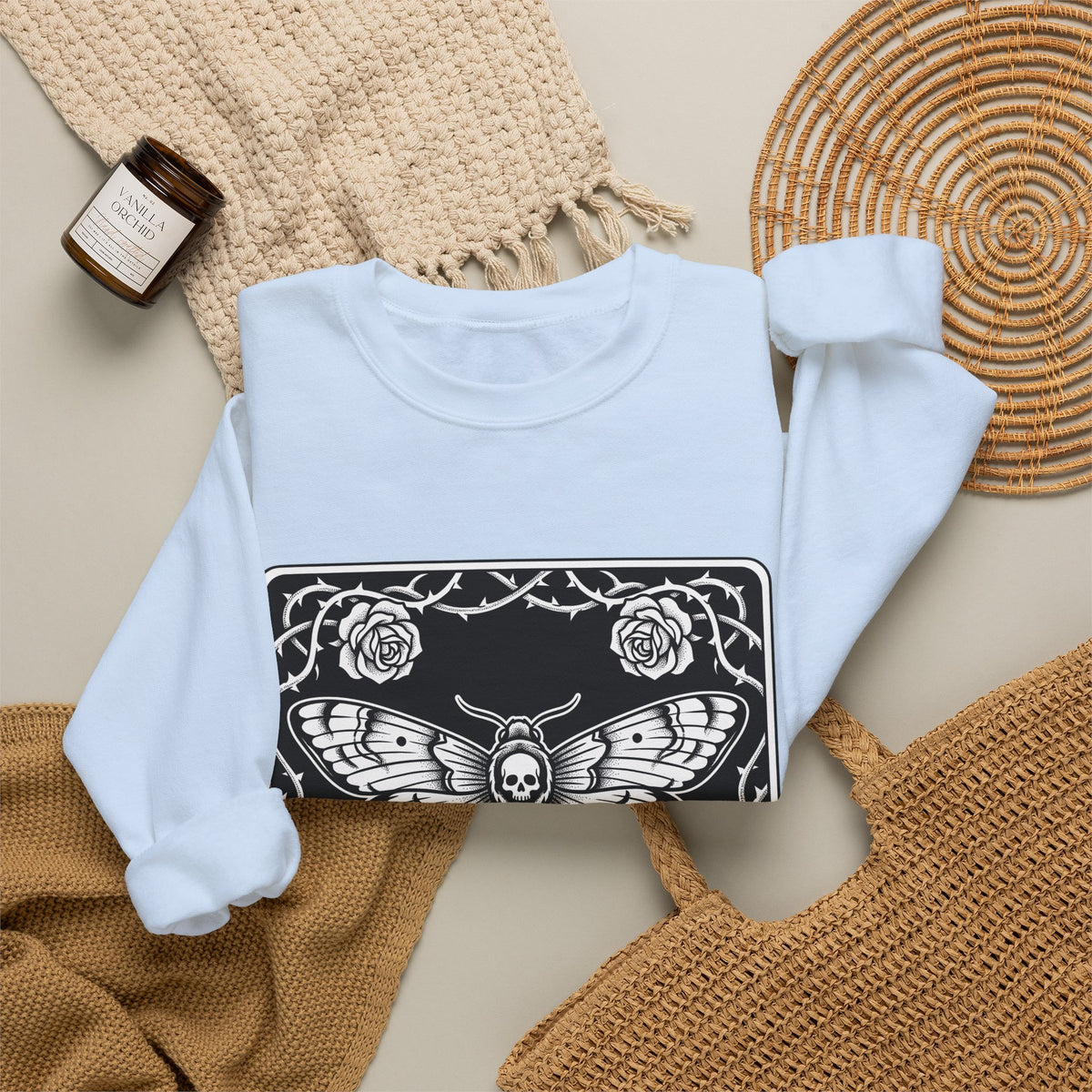 Skull Butterfly Sweatshirt Gothic Magic Gift Women Traditional Tattoo Sweatshirt Sugar Skull Sweatshirt Darkwave Fan Tattooed Sweatshirt Mystic Graphic Horror