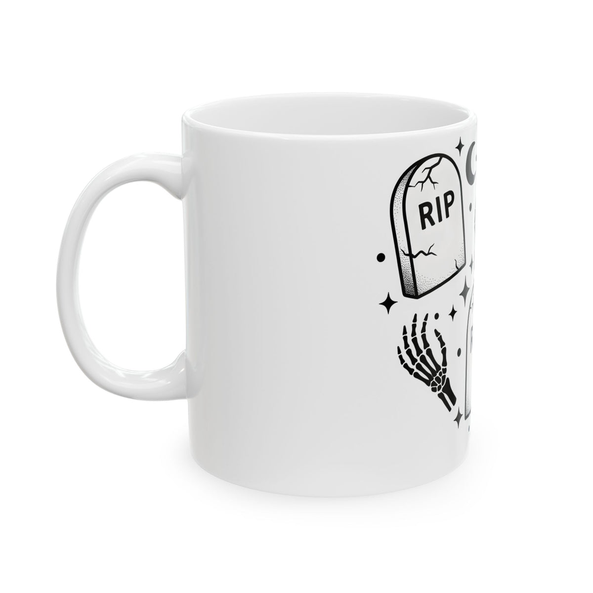 Grave Marker Design Mug Halloween Spooky Gift Women Ghostly Mug Tombstone Mug Horror Fan Macabre Mug Creepy