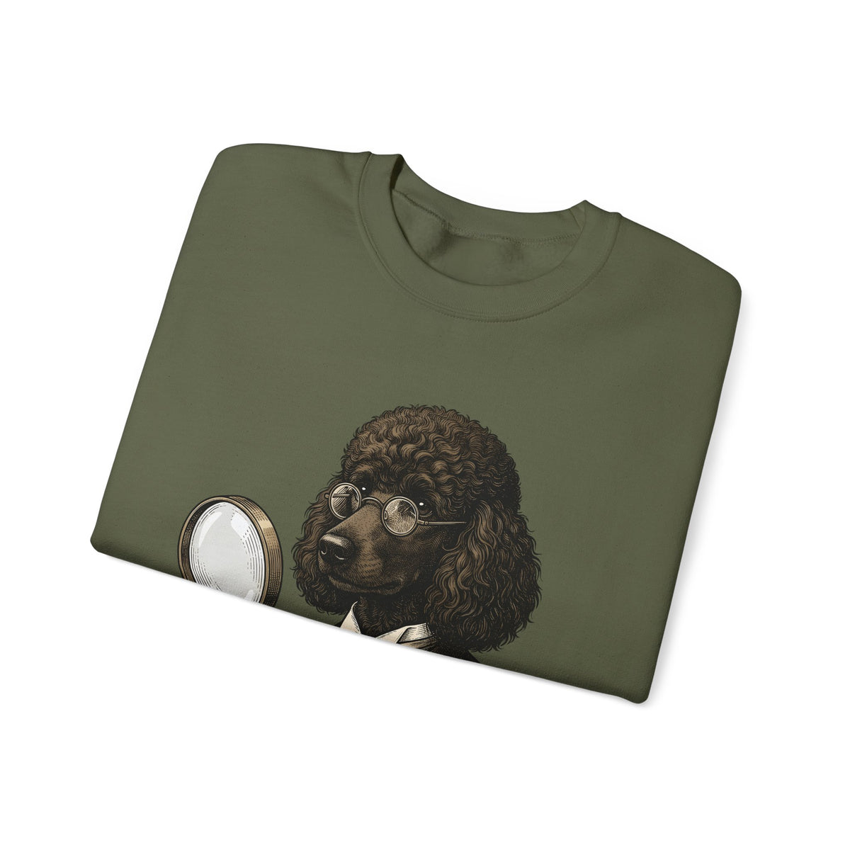 Poodle Detective Sweatshirt Dog Humor Gift Women Vintage Sweatshirt Dog Detective Sweatshirt Dog Fan Canine Comic Graphic Sweatshirt Hand Drawn Magnifying