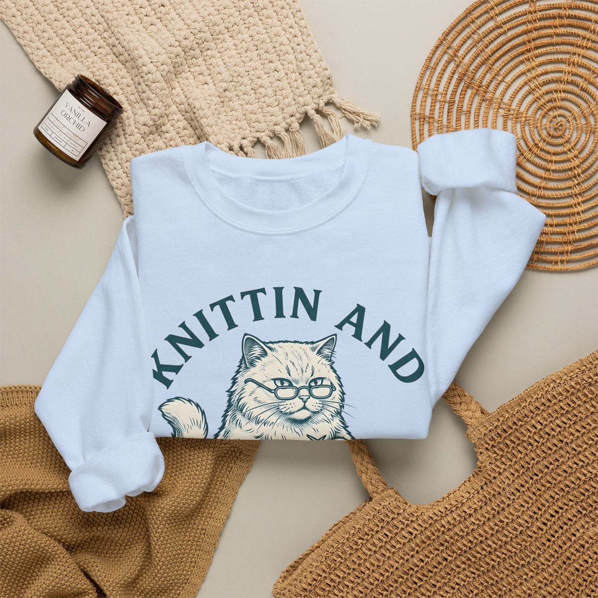 Kitten Crochet Sweatshirt Cat Craft Gift Women Sketch Sweatshirt Amigurumi Sweatshirt Cat Fan Crocheted Graphic Retro Wool Ball Sweatshirt