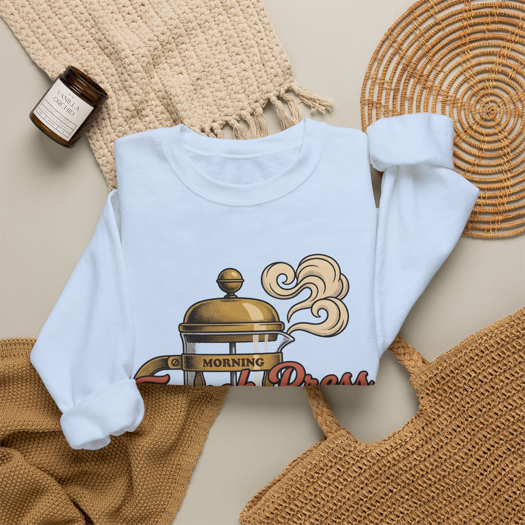 French Press Coffee Sweatshirt Coffee Cuisine Gift Women Hand Drawn Sweatshirt Cafetiere Sweatshirt Coffee Fan Coffee Bean Illustration Graphic Line Art