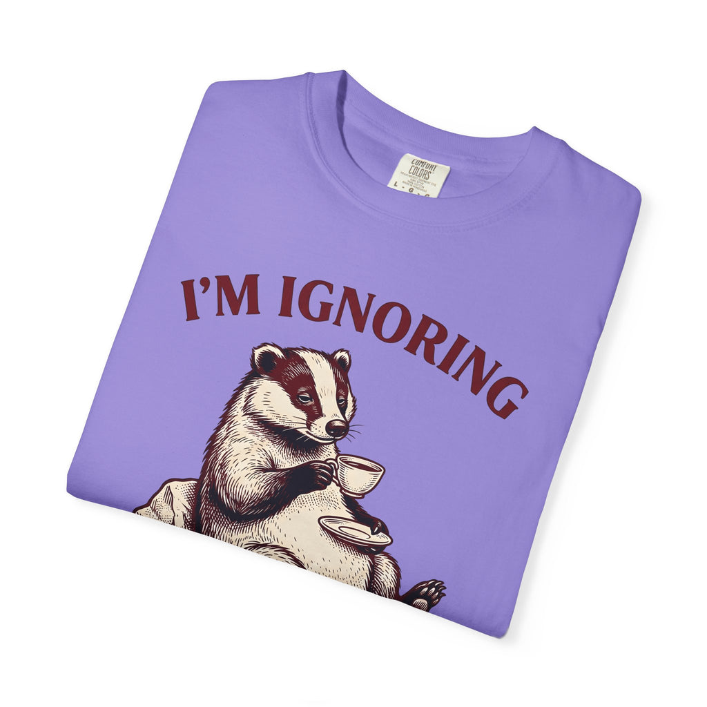 Badger Tea Funny Creatures Gift Sketch Tea Humor Fan Drawing Cartoon Tea Cup T-Shirt