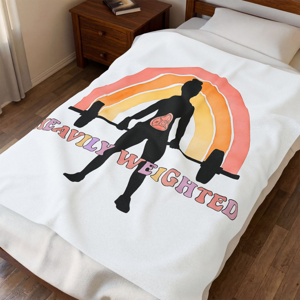 Female Weightlifter Blanket Sports Fitness Gift Women Boho Blanket Weightlifter Blanket Athlete Enthusiast Hippie Blanket Workout Graphic Retro