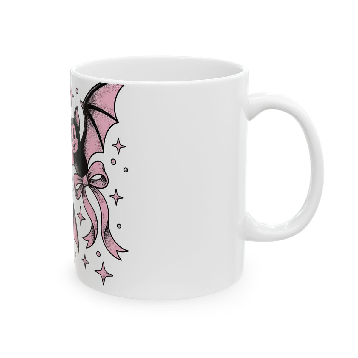 Sweet Bats Mug Halloween Horror Gift Women Chibi Mug Flying Fox Mug Spooky Fan Creepy Mug Horror Graphic Old School Hair Bows