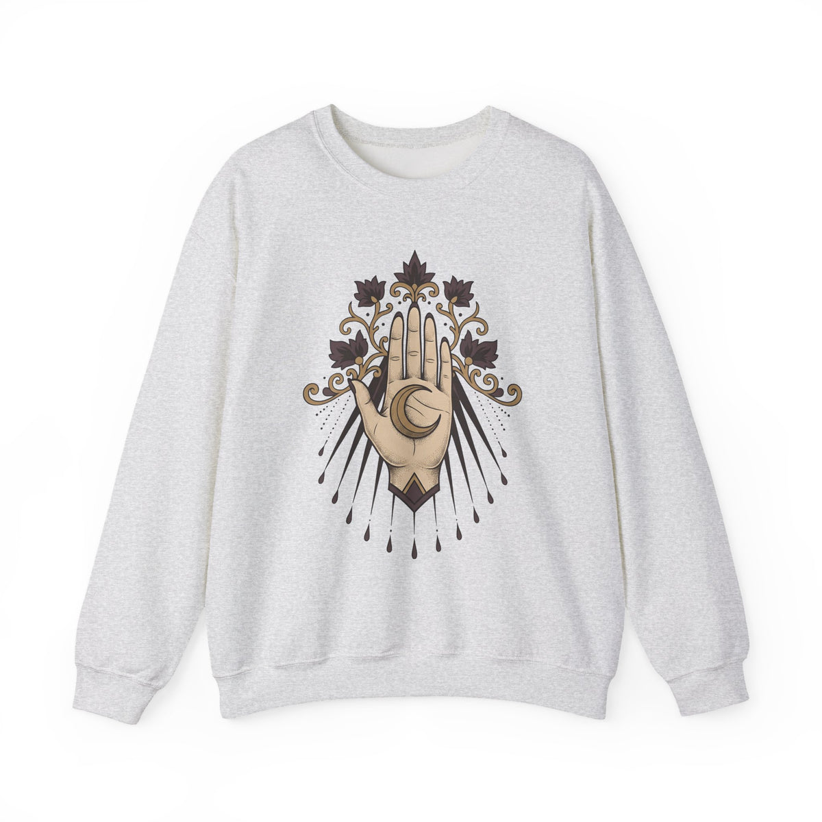 Magical Palm Sweatshirt Boho Chic Metaphysical Gift Women Bohemian Sweatshirt Palmistry Sweatshirt Boho Fan Hippie Sweatshirt Spiritual Graphic Retro Half Moon