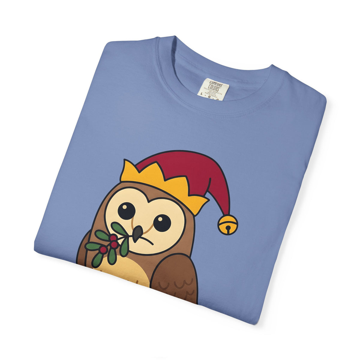 Owl Print T-Shirt Christmas Fauna Gift Women Playful T-Shirt Owl T-Shirt Christmas Fan Hoot Graphic Wildlife Illustration Fun Pine T-Shirt