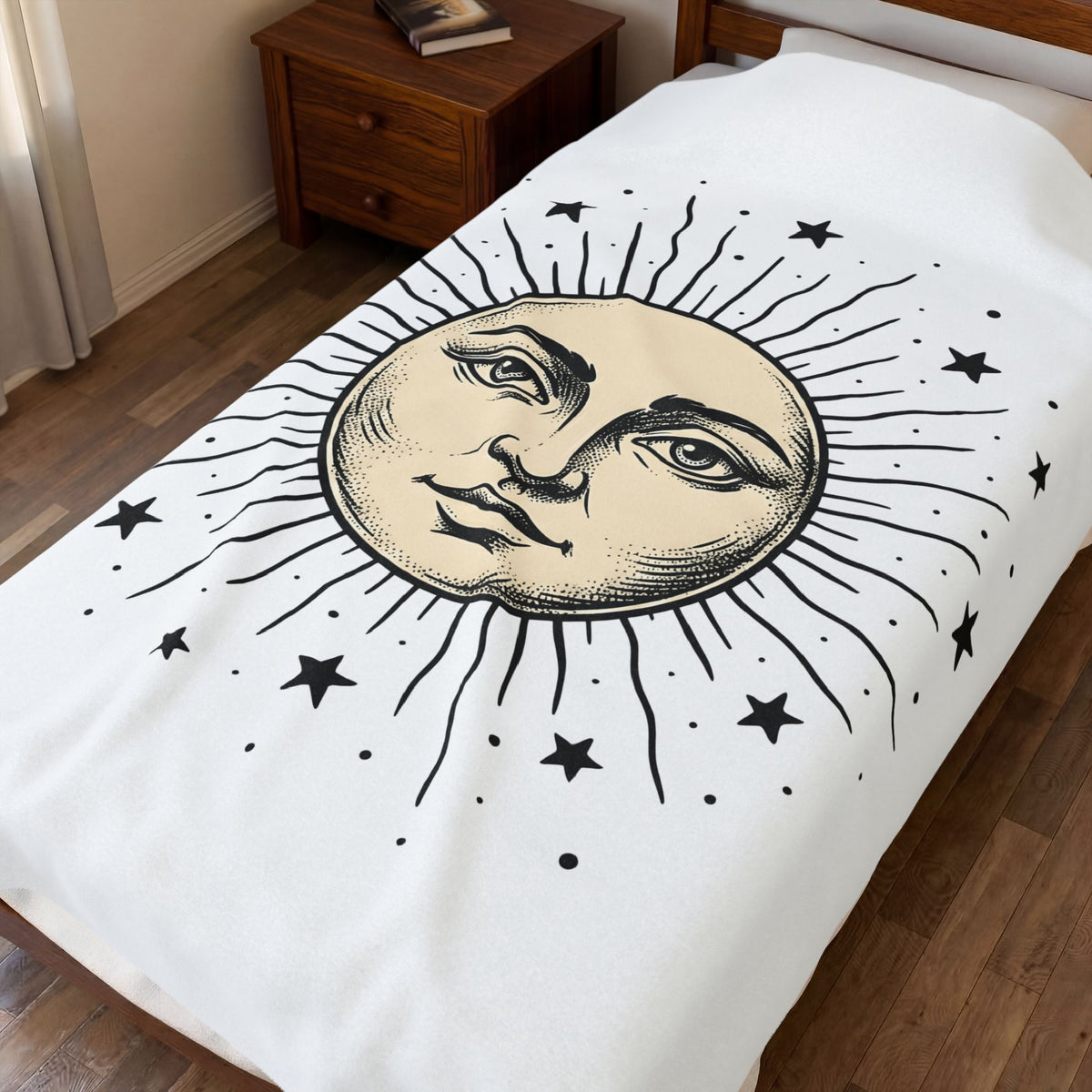 Sun Face Blanket Boho Chic Space Gift Women Rustic Blanket Sun Blanket Hippie Fan Bohemian Blanket Galaxy Graphic Line Art Stars Blanket