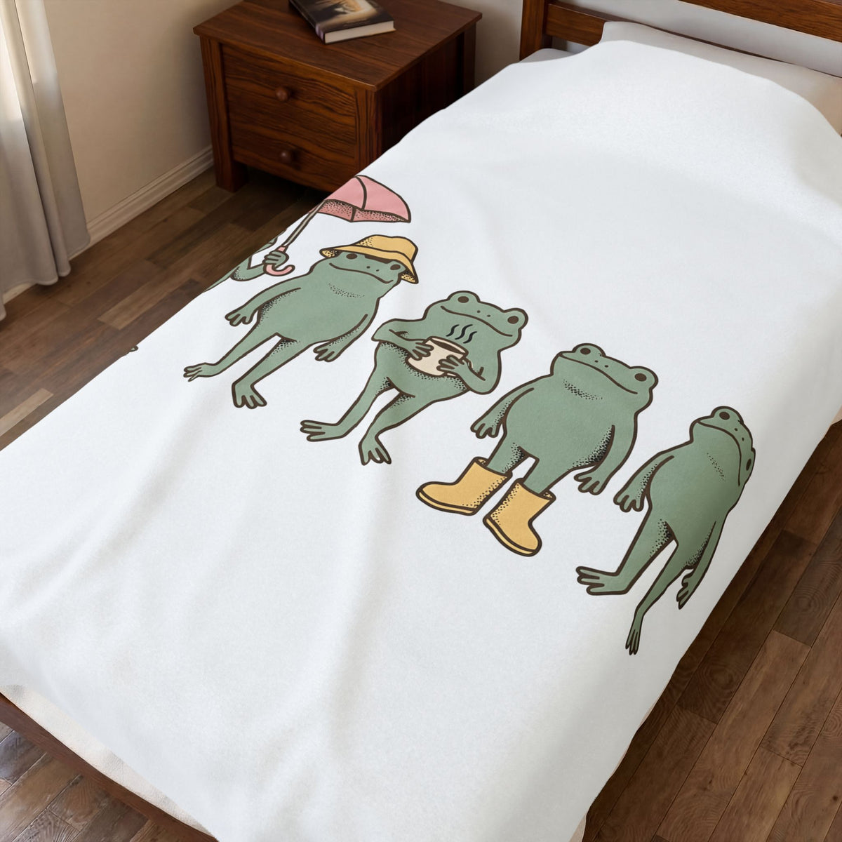 Frog Group Blanket Funny Animal Gift Women Cartoon Blanket Toad Blanket Humor Fan Comic Blanket Wildlife Graphic Vintage Umbrella Blanket