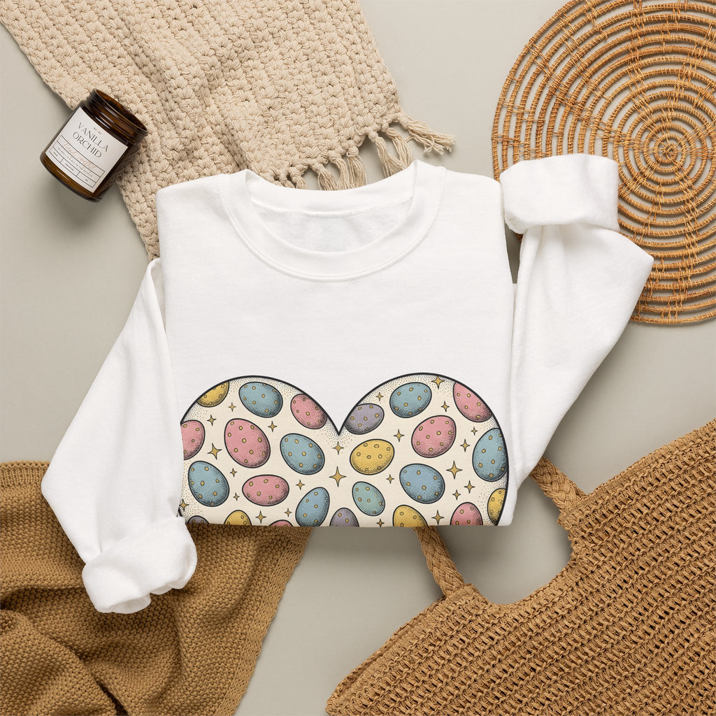 Heart Egg Sweatshirt Easter Festivity Gift Women Hand Drawn Sweatshirt Easter Egg Sweatshirt Easter Fan Hand Drawn Sweatshirt Celebration Graphic Classic