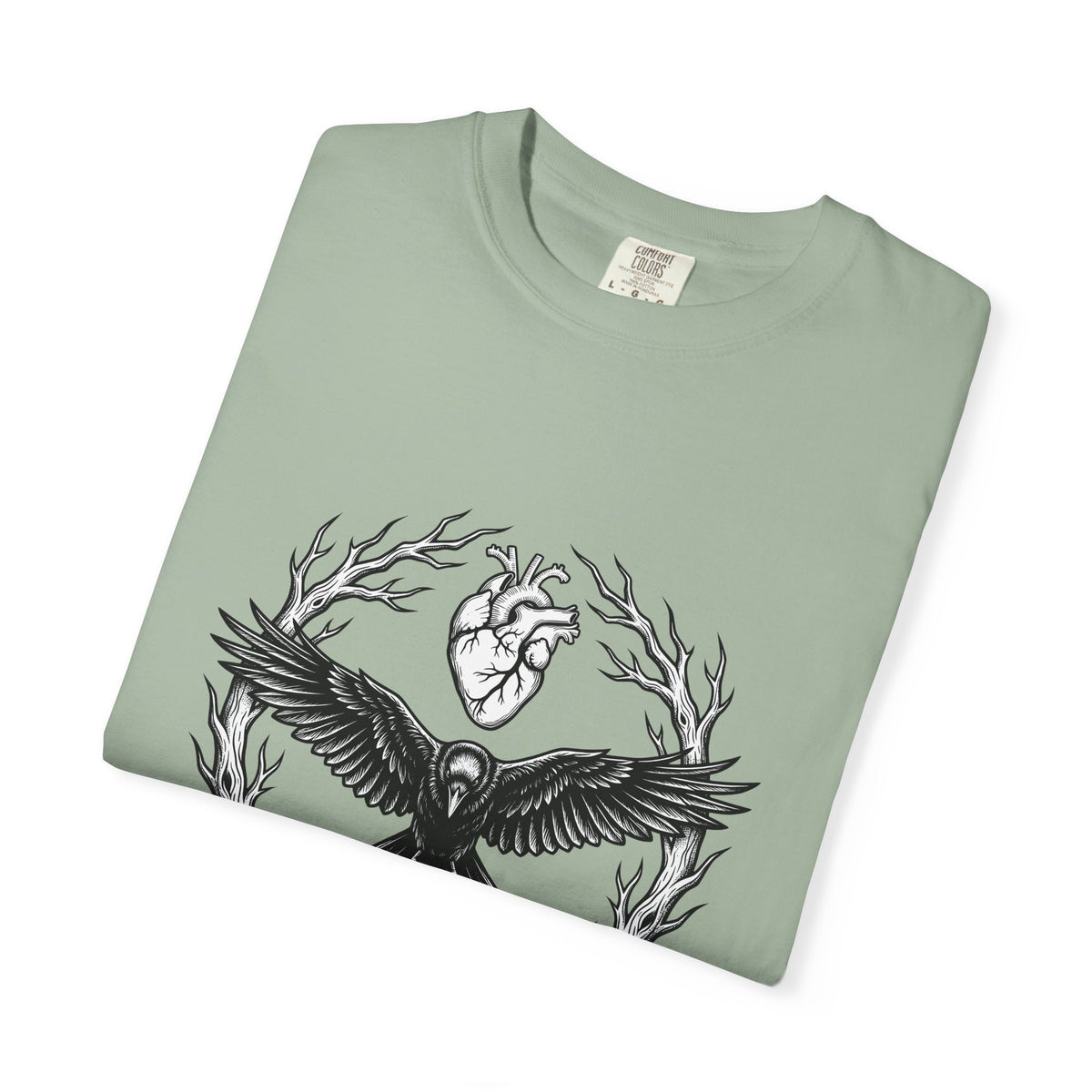 Raven Love T-Shirt Gothic Gloom Gift Women Spooky T-Shirt Crow Love T-Shirt Dark Fan Creepy T-Shirt Dark Illustration Hand Drawn Antler Crown