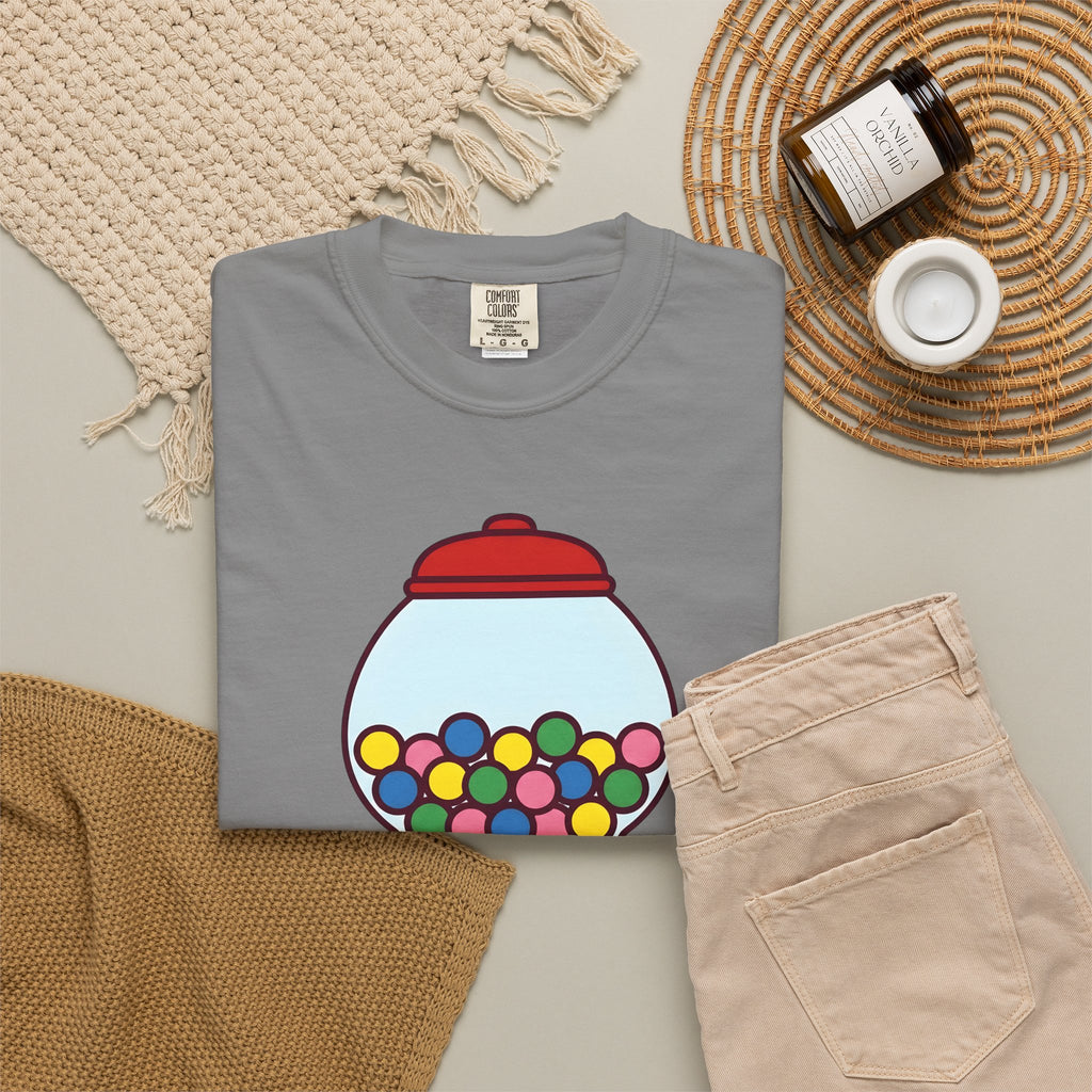 Gumball Dispenser T-Shirt Cute Classic Gift Women Cartoon T-Shirt Gumball Machine T-Shirt Adorable Fan Comic T-Shirt Retro Graphic Doodle Candy