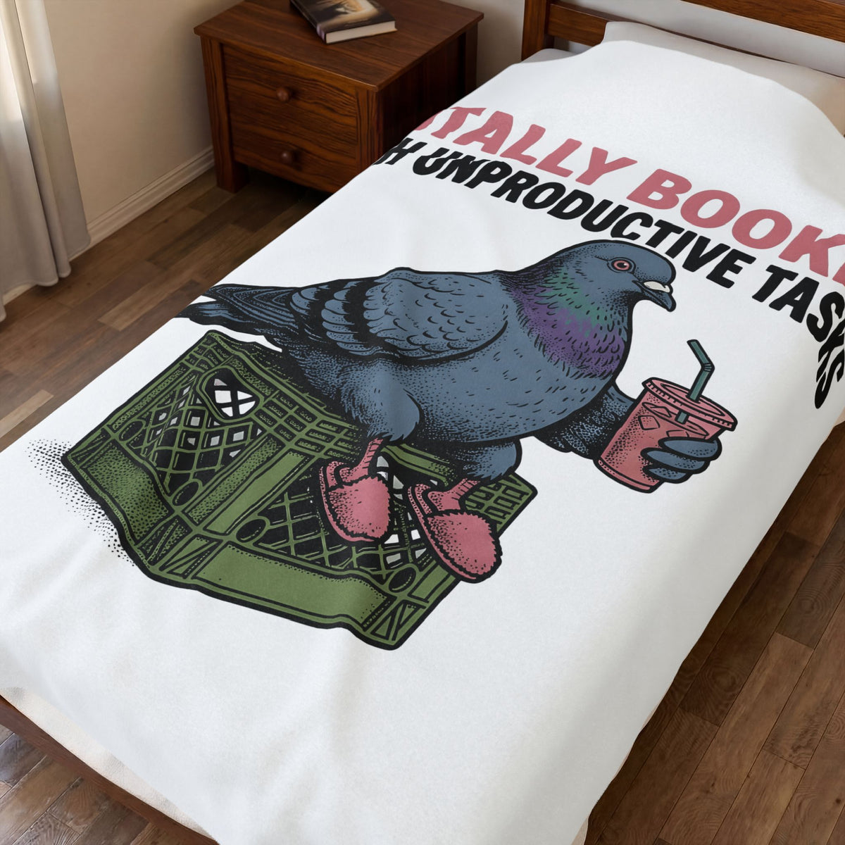 Pigeon Drawing Blanket Funny Wildlife Gift Women Comic Blanket Dove Blanket Humor Fan Cartoon Blanket Animal Graphic Classic Coffee Cup Blanket