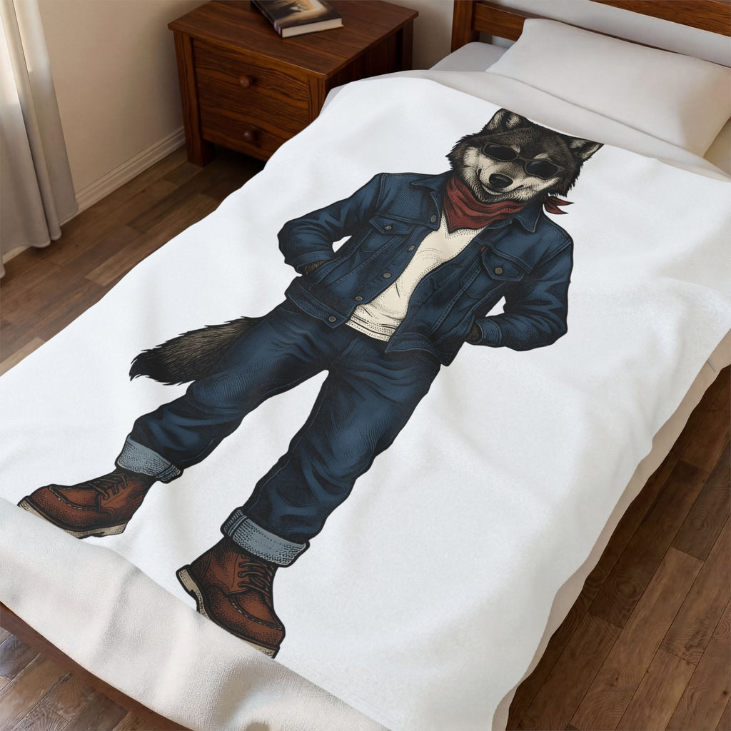Trendy Wolf Blanket Animal Apparel Gift Women Sketch Blanket Wolf Blanket Wildlife Enthusiast Drawing Design Retro Shades Blanket