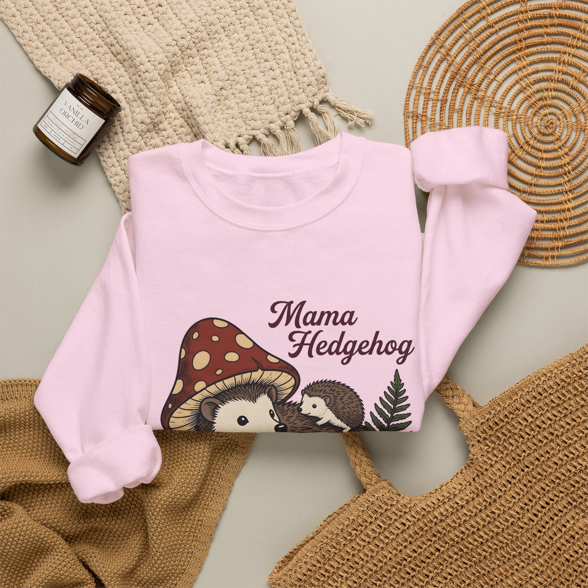 Hedgehog Group Sweatshirt Moms Wildlife Gift Women Forest Sweatshirt Porcupine Sweatshirt Mother Fan Woodland Sweatshirt Animal Graphic Retro Toadstools Sweatshirt