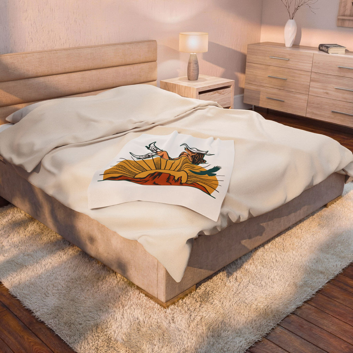Cowgirl Cowgirl Cowboy Gift Retro Western Rodeo Fan Vintage Cowboy Hand Drawn Cactus Blanket