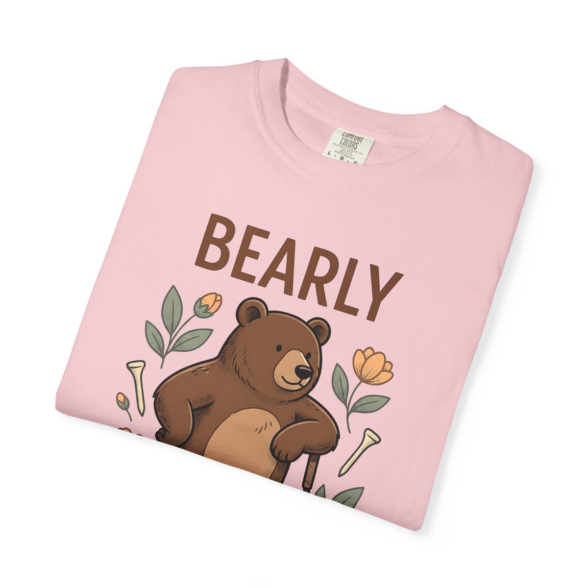 Bear Golf T-Shirt Golf Wildlife Gift Women Comic T-Shirt Teddy T-Shirt Golfer Fan Cartoon T-Shirt Animal Graphic Retro Floral T-Shirt