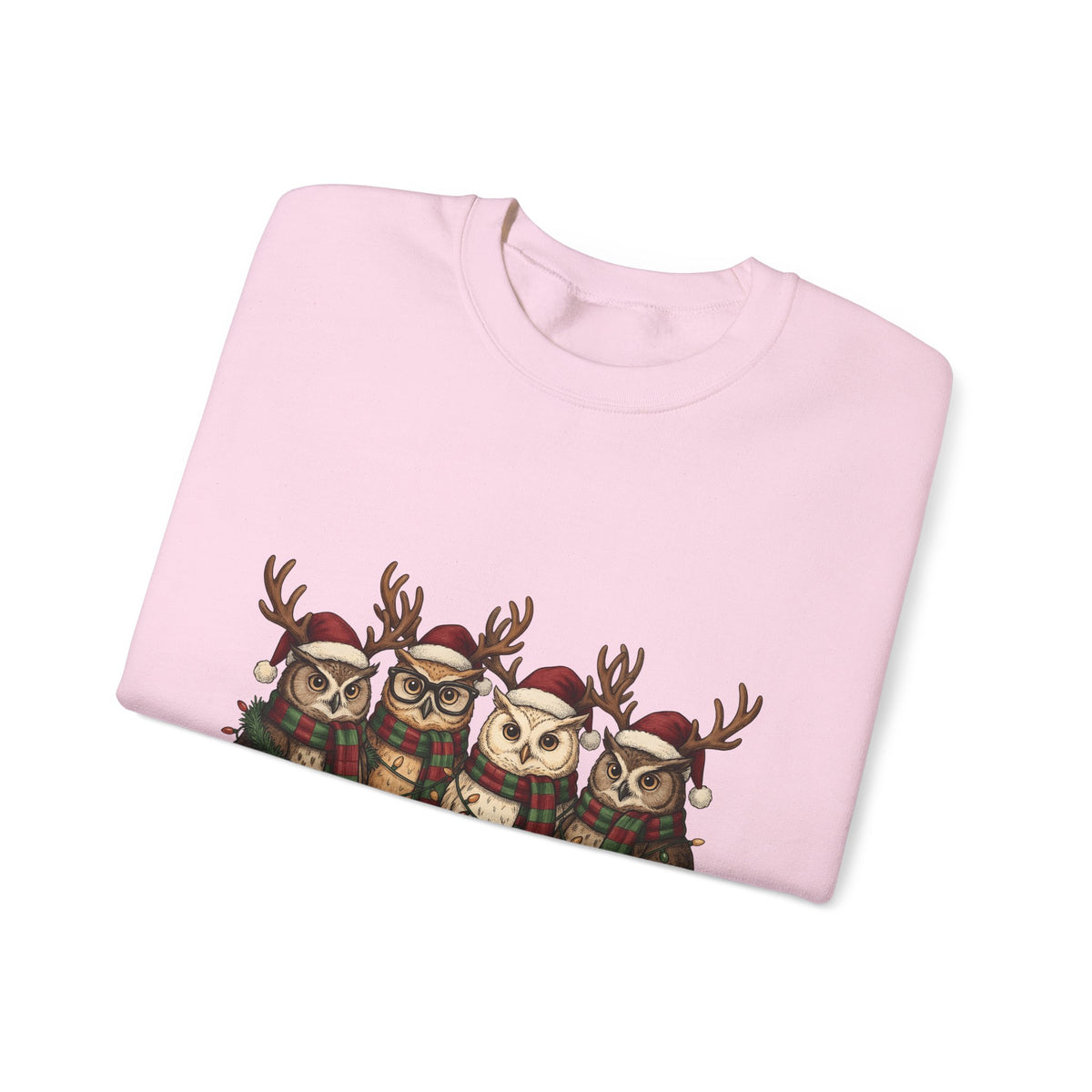Owl Pack Sweatshirt Christmas Pets Gift Women Line Art Sweatshirt Owl Sweatshirt Xmas Fan Owl Hoot Graphic Illustration Led Lights Sweatshirt