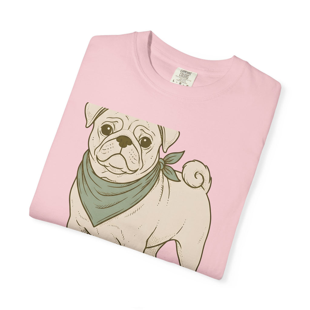 Pug Dog T-Shirt Dog Pets Gift Women Hand Drawn T-Shirt Puggle T-Shirt Dog Fan Mop Dog Graphic Pet Design Illustration Minimalist Bandana T-Shirt