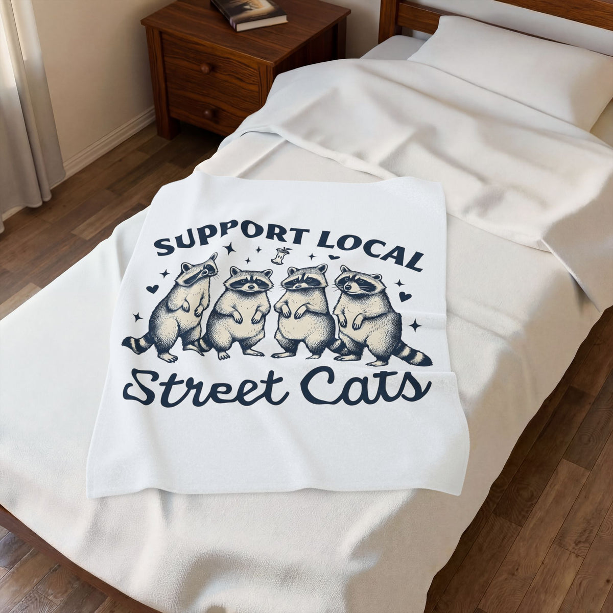 Raccoon Family Blanket Raccoon Pet Gift Women Classic Blanket Trash Panda Blanket Raccoon Fan Vintage Blanket Animal Graphic Doodle Heart Shapes