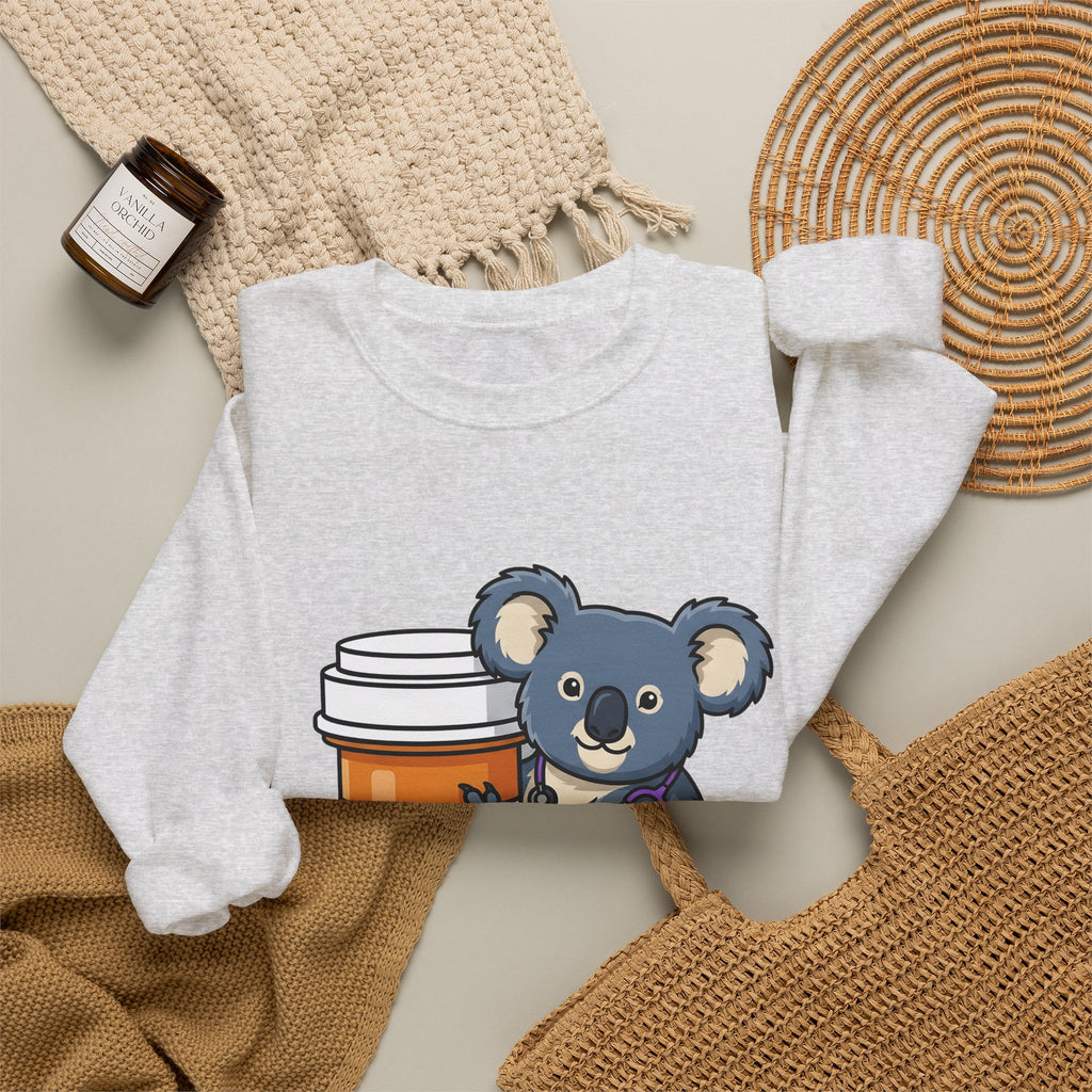 Koala Stethoscope Sweatshirt Nurses Animal Gift Women Cute Cartoon Sweatshirt Stethoscopes Sweatshirt Nurse Enthusiast Cartoonish Sweatshirt Wildlife Graphic