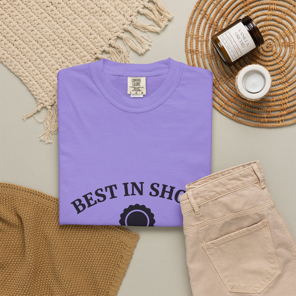 Award Ribbon T-Shirt Dog Competition Gift Women Minimalist T-Shirt Rosette T-Shirt Dog Fan Simple T-Shirt Championship Graphic Retro Badge T-Shirt