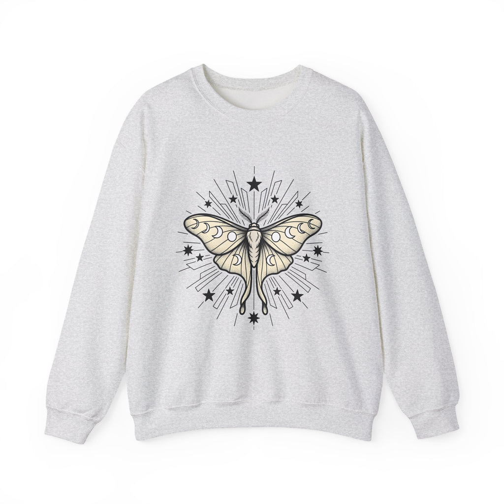 Luna Moth Sweatshirt Boho Chic Zodiac Gift Women Outline Sweatshirt Actias Luna Sweatshirt Hippie Fan Hand Drawn Sweatshirt Astrology Graphic Retro Star Shapes