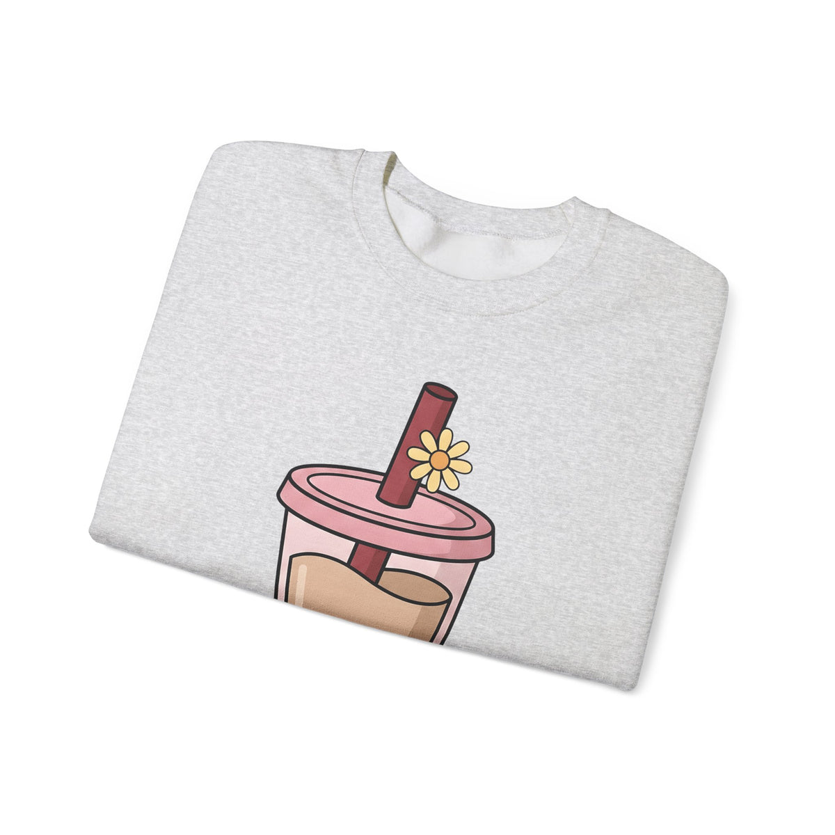 Boba Tea Sweatshirt Drinks Cuisine Gift Women Cute Sweatshirt Bubble Tea Sweatshirt Beverage Fan Milk Tea Sweatshirt Food Graphic Simple Blossom Sweatshirt