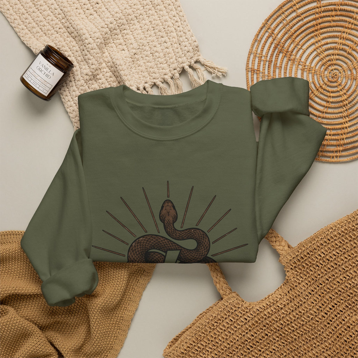 Snake Cowgirl Western Gift Boho Serpent Rodeo Fan Hippie Cowboy Vintage Lightning Bolt Sweatshirt