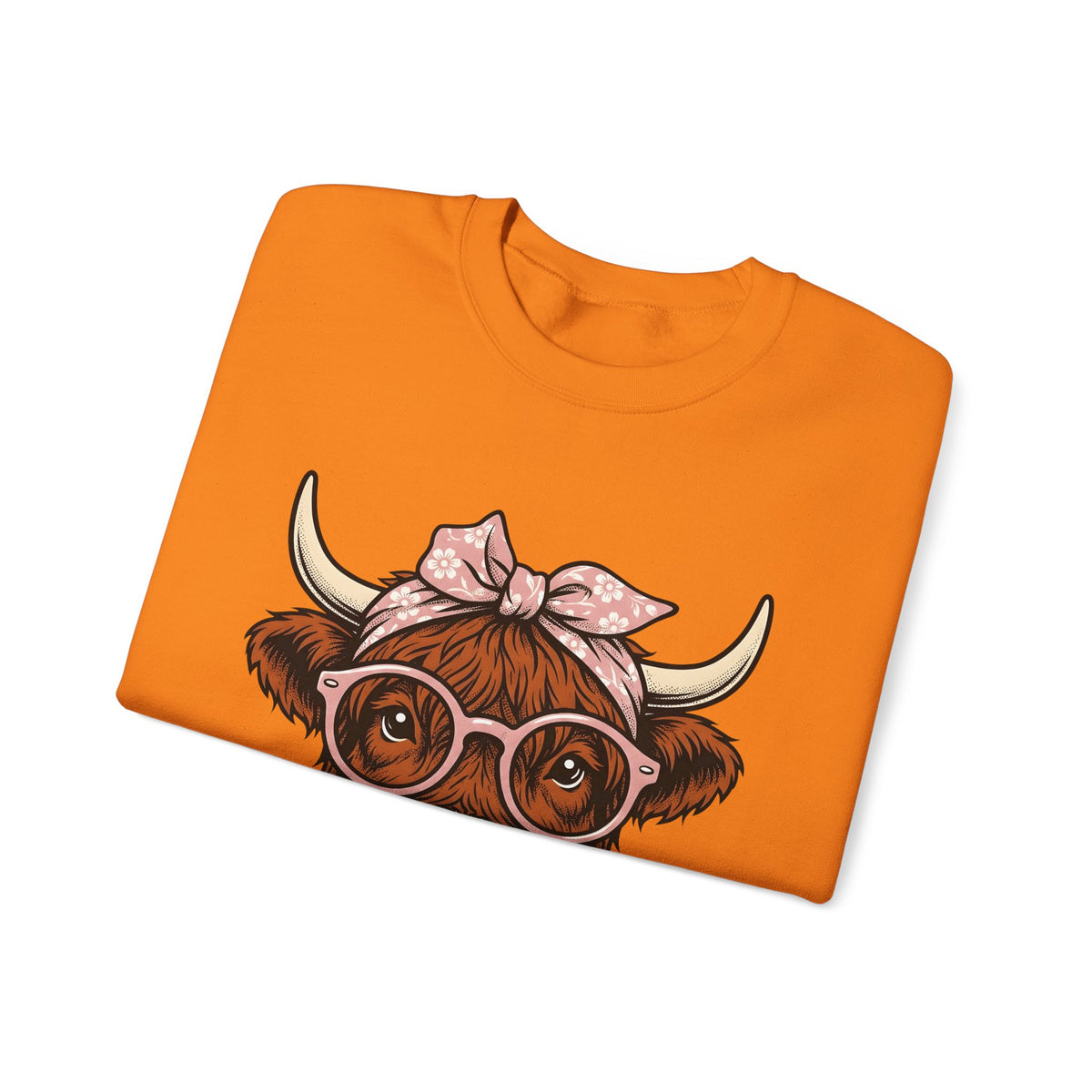 Hairy Cow Sweatshirt Highland Cow Pet Gift Women Sketch Sweatshirt Furry Cow Sweatshirt Highland Cattle Fan Drawing Graphic Sweatshirt Cartoon Shades Sweatshirt