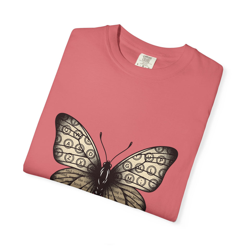 Butterfly Design T-Shirt Moms Environment Gift Women Sketch T-Shirt Butterfly T-Shirt Motherhood Fan Illustration Graphic Cartoon Keyboard Keys
