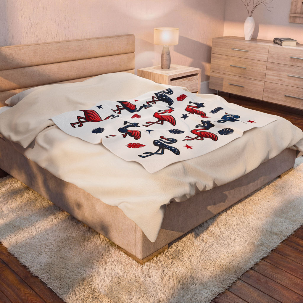 Flag Flamingo Blanket 4th Of July Holiday Gift Women Cartoonish Blanket Flamingo Blanket Independence Day Fan Retro Blanket Celebration Graphic Old