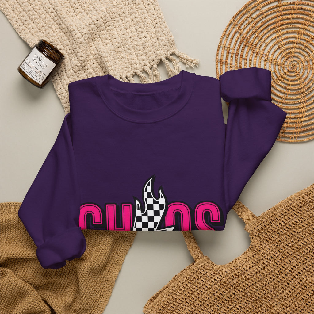 Thunderbolt Sweatshirt Mom Fun Gift Women Heavy Sweatshirt Lightning Sweatshirt Mother Fan Brutal Sweatshirt Humorous Graphic Old School Tartan Sweatshirt
