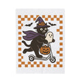 Witch Kitty Design Blanket Cat Holiday Gift Women Cute Blanket Cat Lady Blanket Feline Fan Kawaii Blanket Halloween Graphic Vintage Jack-O-Lantern