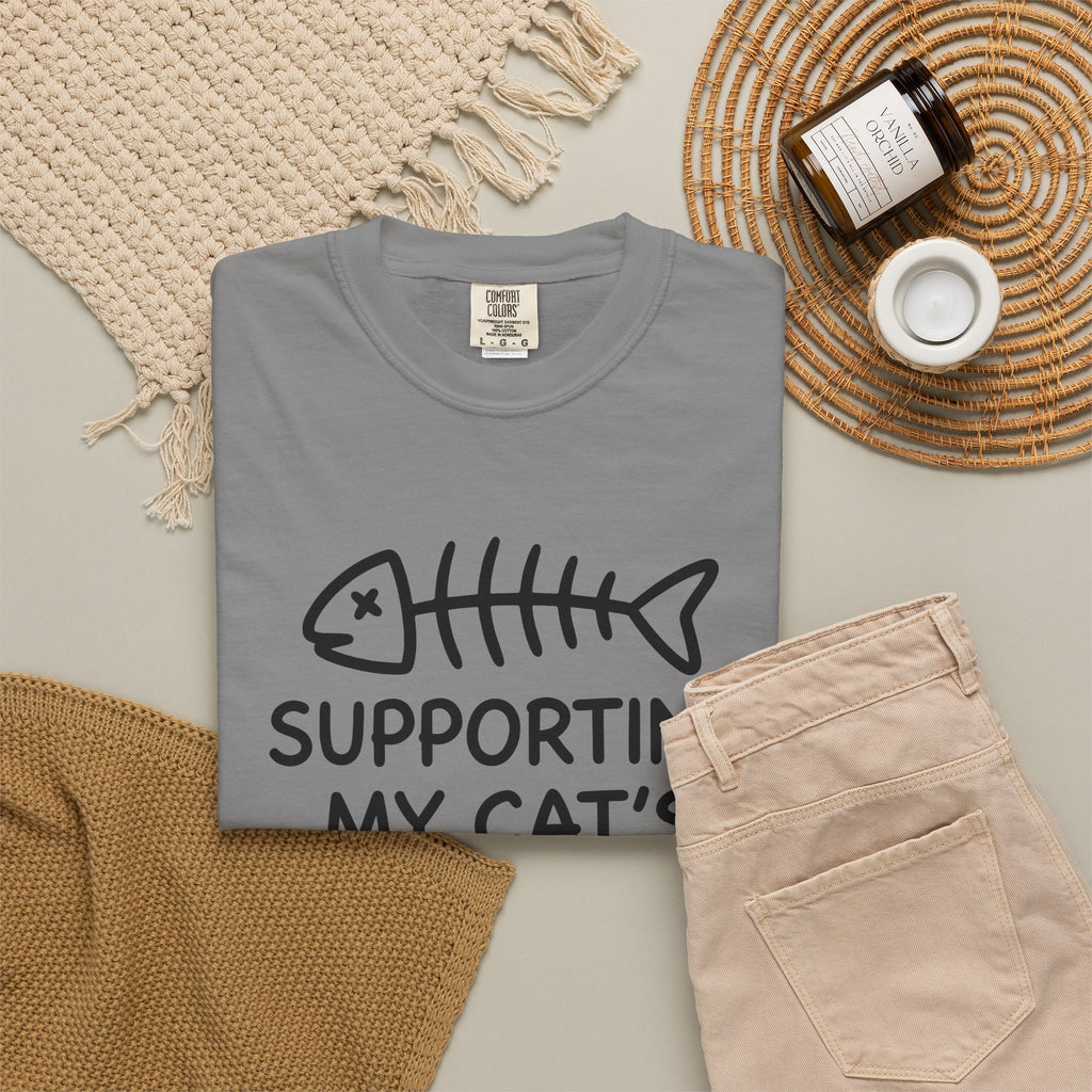 Fish Bone T-Shirt Cat Funny Gift Women Cute T-Shirt Fish Skeleton T-Shirt Cat Fan Fishy T-Shirt Humorous Graphic Sketch Cat Treats T-Shirt