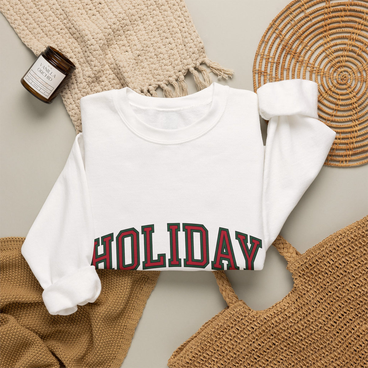Bold College Font Holiday Christmas Decor Gift Merry Typography Christmas Fan Festive Christmas Sweatshirt