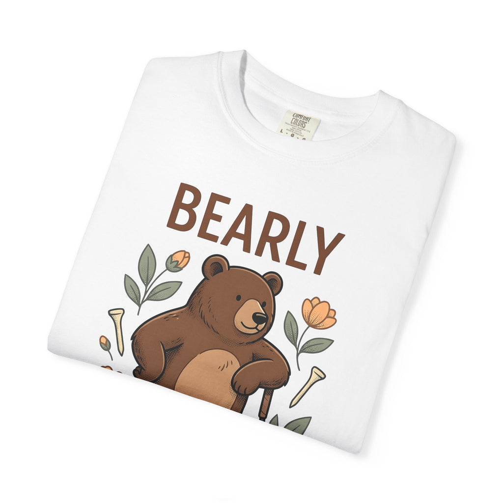 Bear Golf T-Shirt Golf Wildlife Gift Women Comic T-Shirt Teddy T-Shirt Golfer Fan Cartoon T-Shirt Animal Graphic Retro Floral T-Shirt