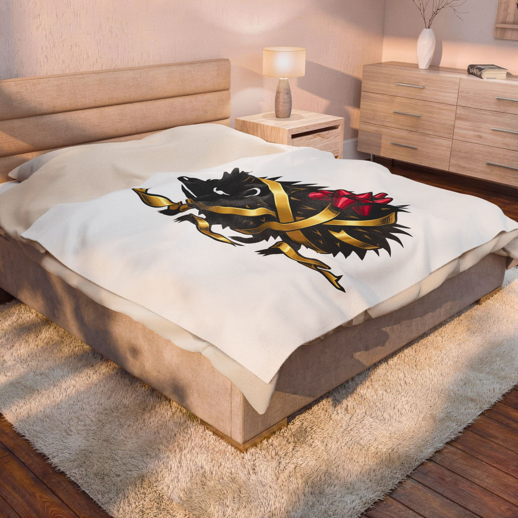 Hedgehog Present Christmas Fauna Gift Comic Porcupine Xmas Fan Cartoon Wildlife Heavy Bow Blanket