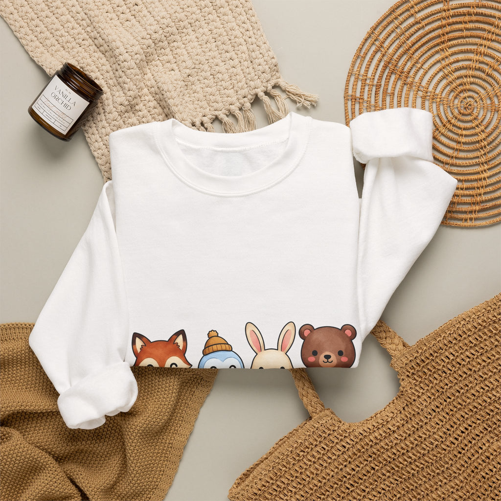 Forest Creatures Sweatshirt Christmas Wildlife Gift Women Adorable Sweatshirt Woodland Sweatshirt Xmas Fan Cute Sweatshirt Animal Graphic Comic Mistletoe