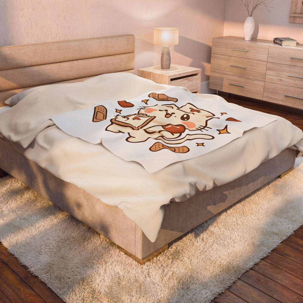 Nurse Kitty Blanket Nurse Wildlife Gift Women Chibi Blanket Kitty Cat Blanket Nursing Enthusiast Cartoon Blanket Animal Graphic Animated Adhesive