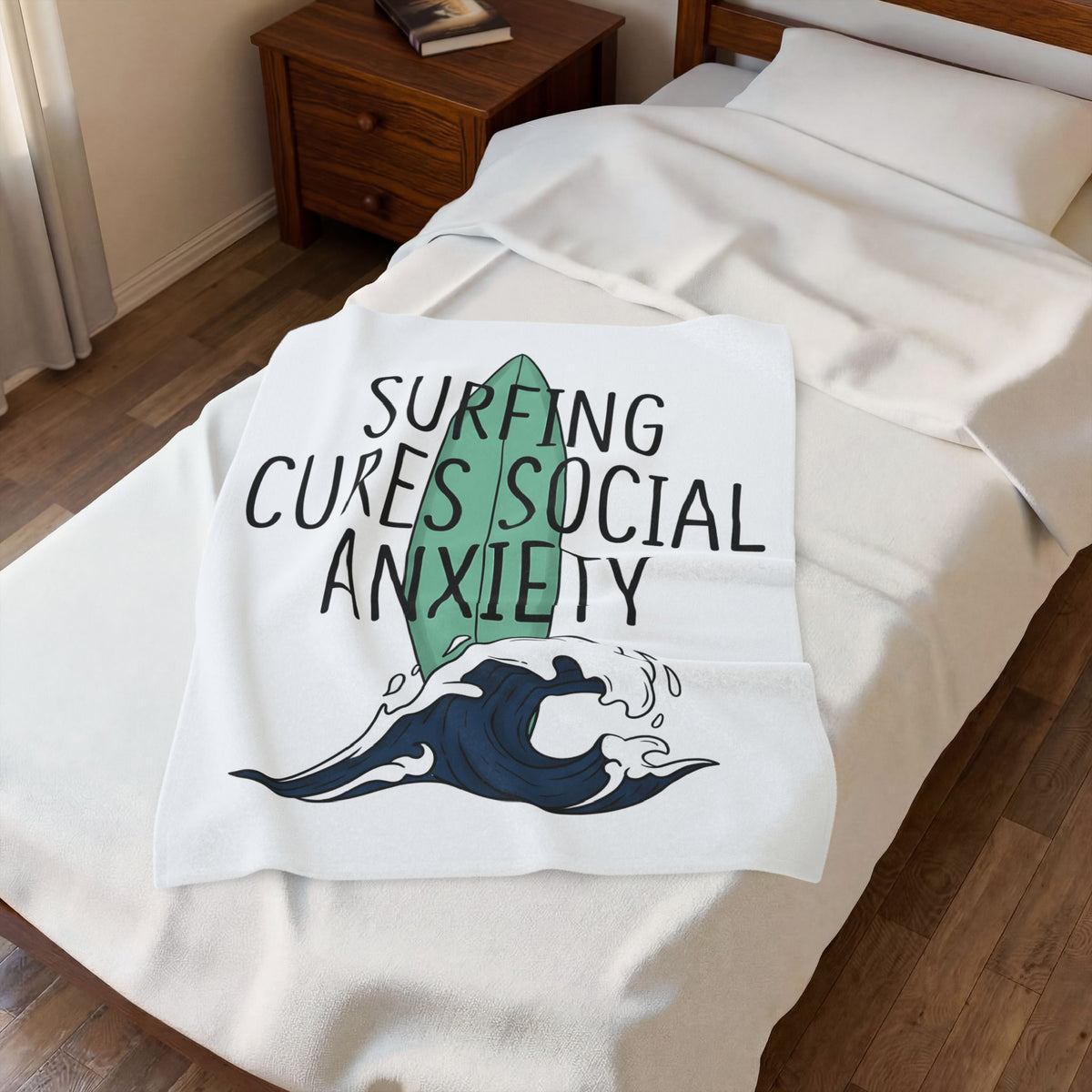 Surfboard Wave Surfing Beach Gift Bold Wave Surfer Enthusiast Coastal Minimalist Blanket