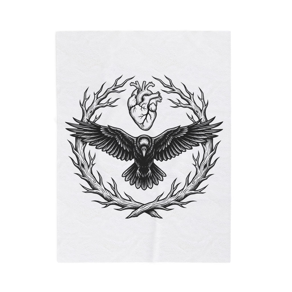 Raven Love Blanket Gothic Gloom Gift Women Spooky Blanket Crow Love Blanket Dark Fan Creepy Blanket Dark Illustration Hand Drawn Antler Crown