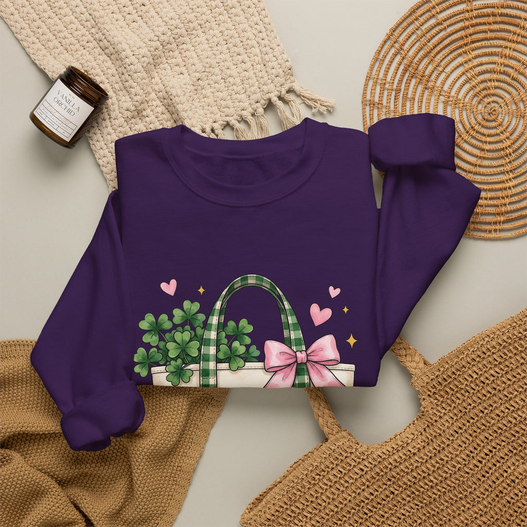 Clover Sweatshirt Sweatshirt St Patrick's Day Celebration Gift Women Paint Sweatshirt Tote Sweatshirt Shamrock Fan Painted Sweatshirt Party Graphic Sketch Pink