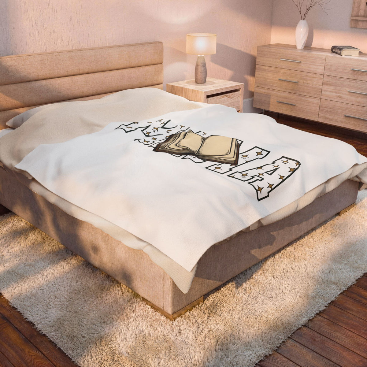 Open Book Blanket Mom Novels Gift Women Cartoon Blanket Booklet Blanket Mother Fan Illustrated Blanket Book Graphic Line Art Stars Blanket