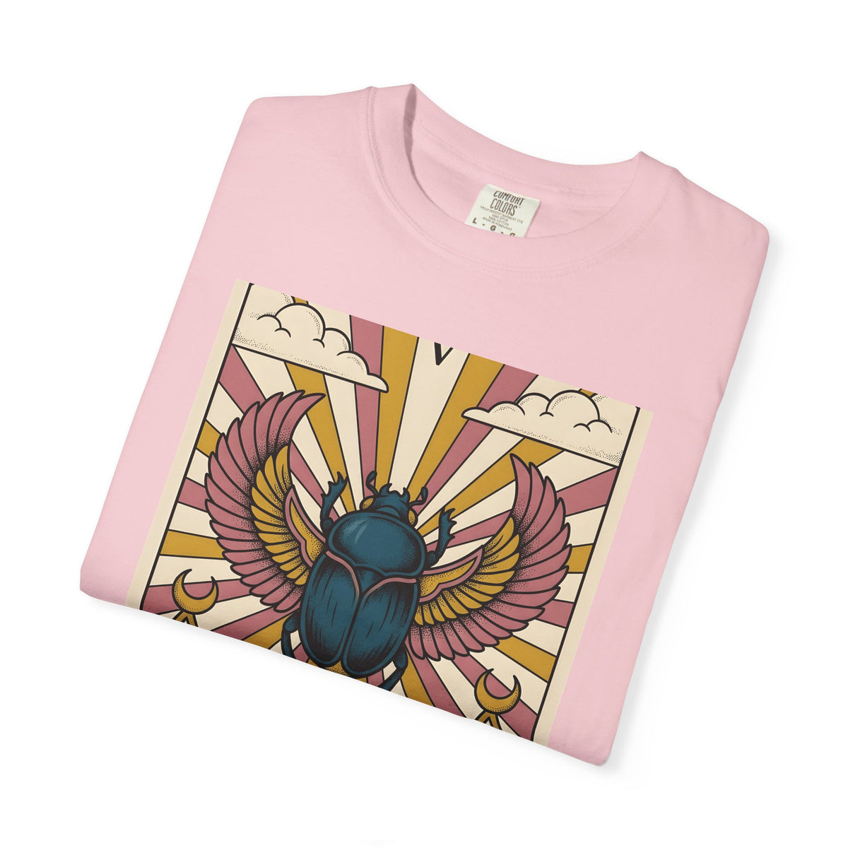 Beetle T-Shirt Boho Chic Esoteric Gift Women Divination Card T-Shirt Bug T-Shirt Bohemian Fan Tarot T-Shirt Mystical Graphic Hand Drawn Crescent
