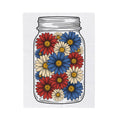 Glass Jar Blooms Blanket 4th Of July Garden Gift Women Sketch Blanket Mason Jar Blanket Patriotic Fan Vintage Drawing Yard Graphic Retro