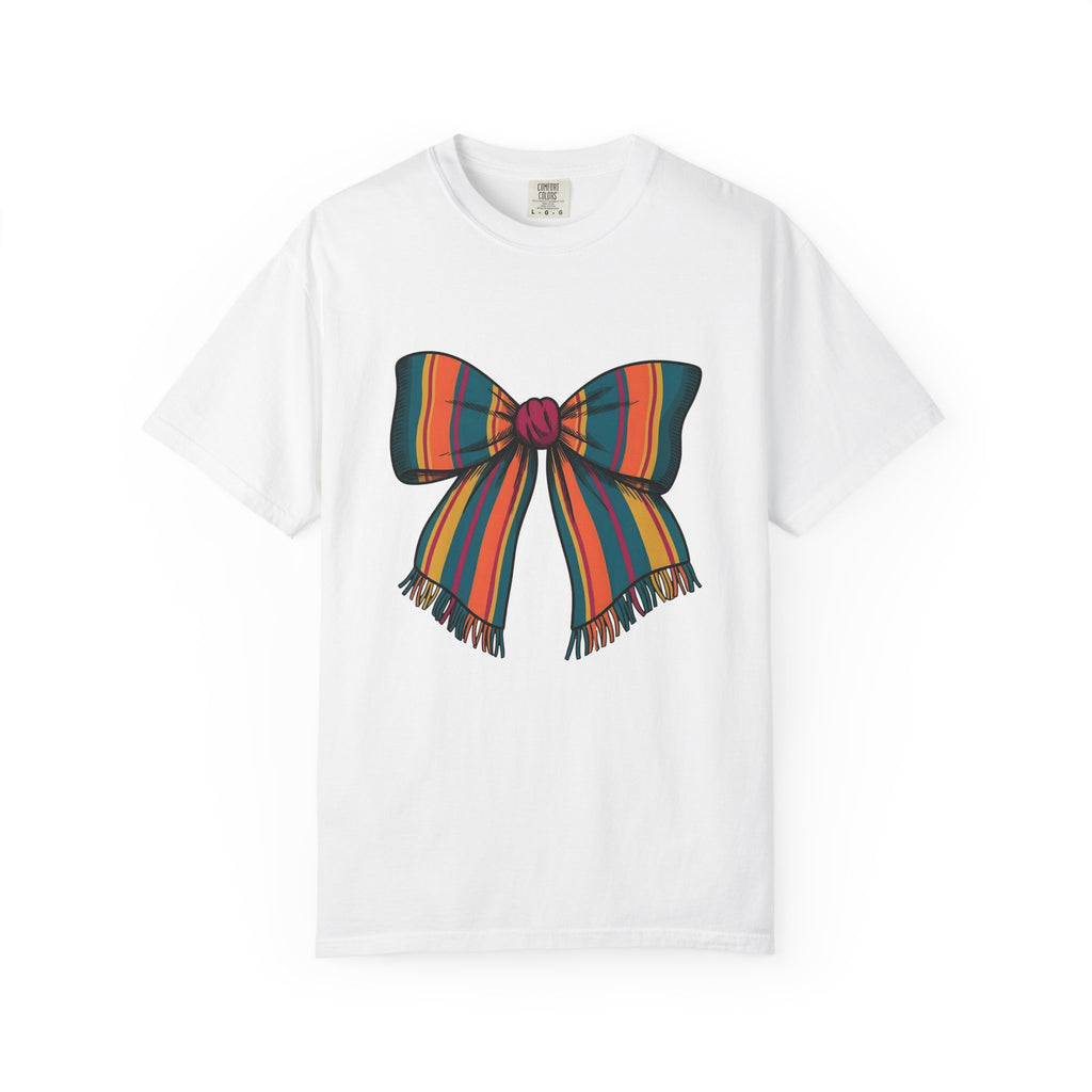 Striped Hair Bow T-Shirt Moms Apparel Gift Women Simple Graphic T-Shirt Hair Bow T-Shirt Mom Fan Minimalist T-Shirt Clothing Graphic Classic Fringe